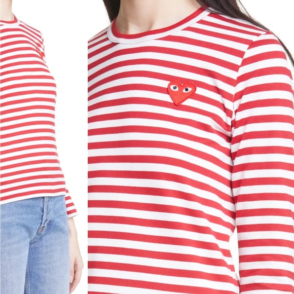 Comme des Garçons Play Striped Long Sleeved T-Shirt preloved - Picture 3 of 6